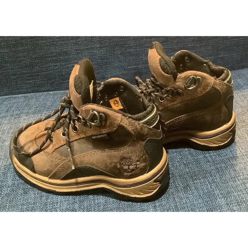 Timberland Toddler S 7Brown Leather Hiking Ankle Boots Lace Up Waterproof Winter
